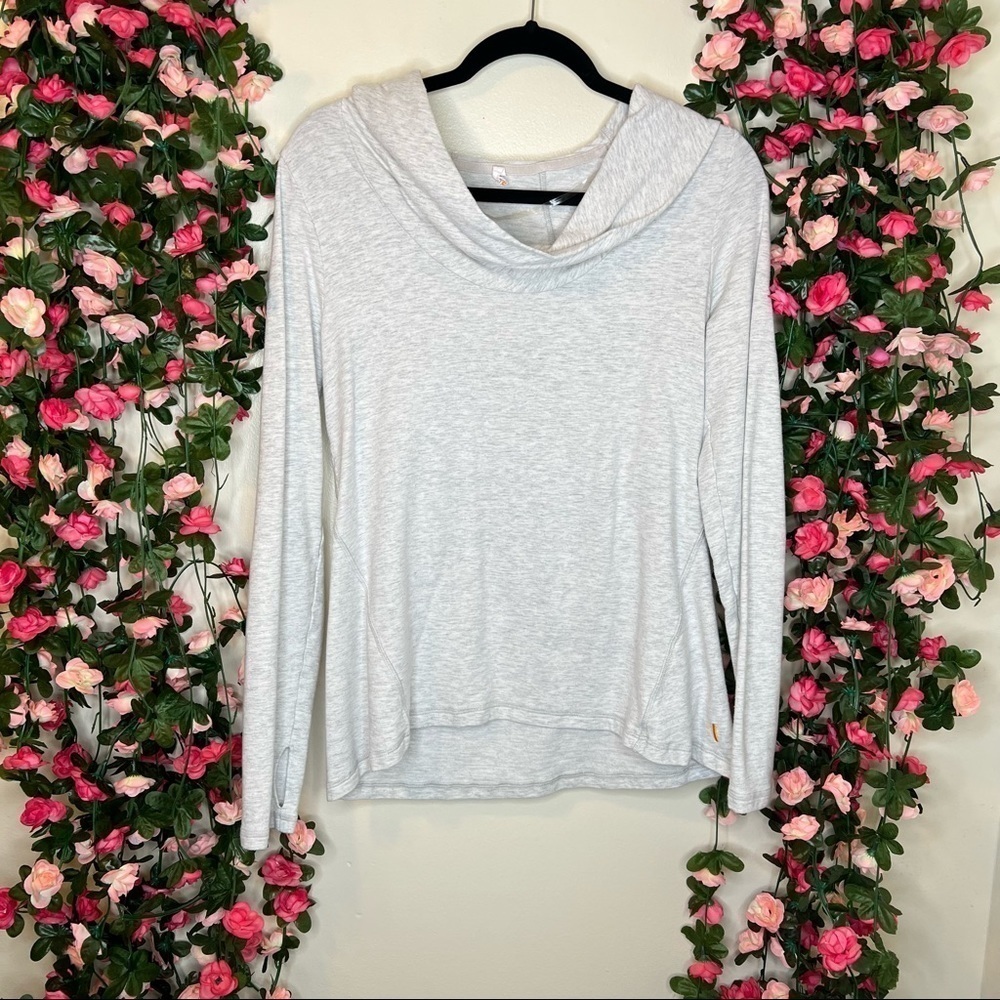 Lucy Silver Gray Hooded Pullover Long Sleeve Womens Small Gym Fitness Workout